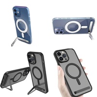 Aksesoris Ponsel Casing Penyangga Ponsel untuk iPhone 17 Pro Max Air 16 15 14 Plus 13 12 11 Casing Berdiri Penutup Magnetik dengan Penyangga