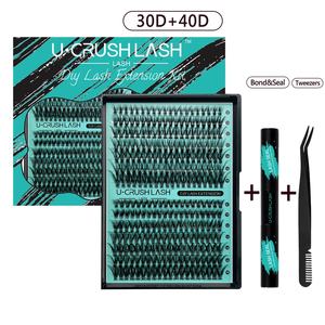 Kit de extensión de pestañas Diy con logotipo de embalaje personalizado segmento precortado pestañas postizas 50D 100D racimos de pestañas al por mayor conjunto de pestañas de racimo - Product Image 2