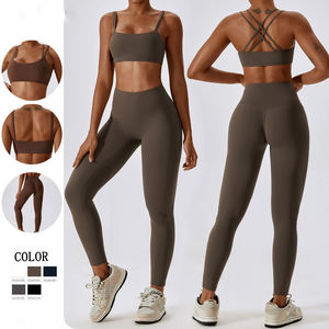 Ensemble de yoga grande taille pour femmes avec leggings qui rehaussent les fesses et soutien-gorge de sport respirant, vêtements de sport taille haute longueur entière pour la salle de sport et le fitness - Product Image 1