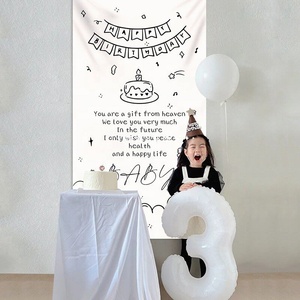Decoración Colgante <span class=keywords><strong>de</strong></span> Lona para Fiesta <span class=keywords><strong>de</strong></span> Primer <span class=keywords><strong>Cumpleaños</strong></span> Infantil, Diseño <span class=keywords><strong>de</strong></span> Pastel <span class=keywords><strong>de</strong></span> <span class=keywords><strong>Cumpleaños</strong></span> <span class=keywords><strong>de</strong></span> Dibujos Animados, Estilo Dibujado <span class=keywords><strong>a</strong></span> <span class=keywords><strong>Mano</strong></span> para Niñas, Fondo para Bebés - Product Image 2