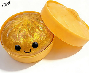 Wholesale Cute Smile Face New <b>Glitter</b> Dumpling Squishy TPR Squishy Stress Ball Simulation Food Dumpling Squishy Toy - Product Image 3
