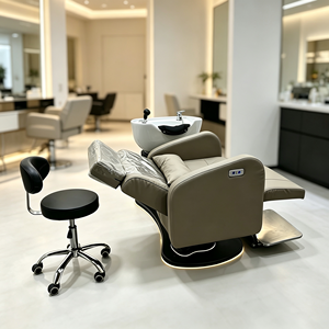 Fauteuil de lavage électrique inclinable avec lavabo en céramique, base lumineuse LED, multifonctionnel, pour salon de beauté et barbier - Product Image 5