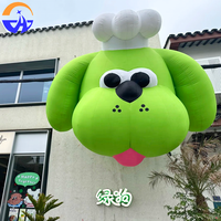Model Anjing Koki Tiup Chenghuang Inflatable Oxford Green, Model 013XL - Hiasan Gantung Dekoratif untuk Restoran