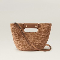 Sac fourre-tout mini en raphia tressé fait main, sac à bandoulière de luxe en paille tissée pour femme avec sangle en cuir, grande capacité, idéal pour l'été et la plage