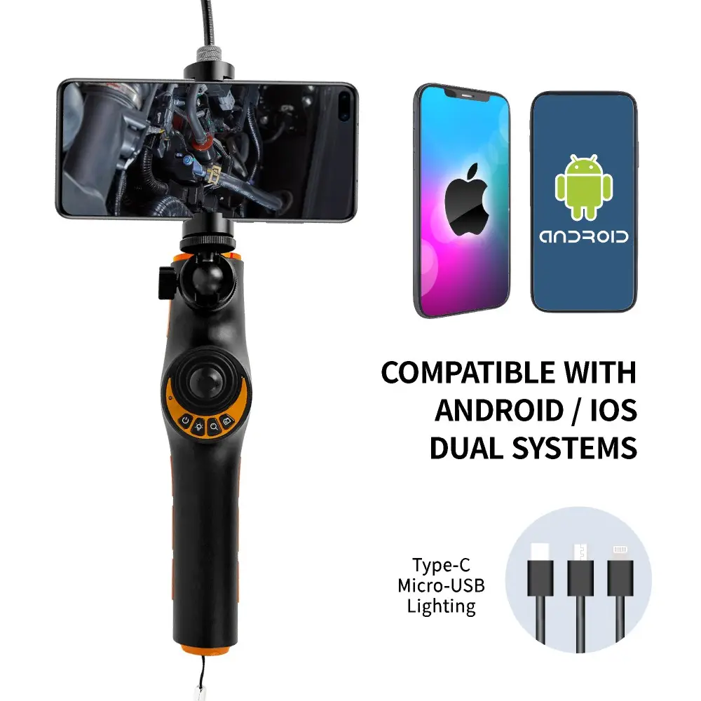VSNDT NEW Triple Lens Endoscope Camera With Light Mini Waterproof Endoscope Handheld Borescope Inspection Camera