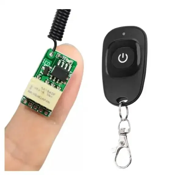 Soket Remote kecil rumah pintar 433mhz, kontak Relay Mini penghemat tombol tekan dengan nirkabel RF ASK