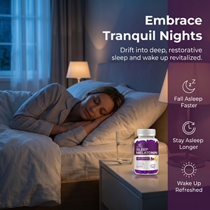 Gummies Halal sans sucre à la mélatonine 10mg 20mg pour le sommeil, la mémoire, le soutien immunitaire, la relaxation nocturne, complément pour le rythme OEM - Product Image 4