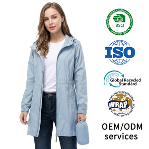<span class=keywords><strong>Manteau</strong></span> de pluie long imperméable à fermeture éclair pour femmes manteaux de trench décontractés compressibles avec capuche coupe-vent imprimé veste de pluie adulte - Product Image 1