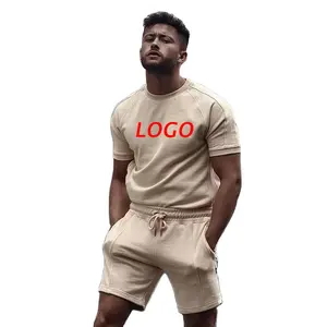 Summer Jogging Suit Yoga Custom Men Short Set Trending Products 2023 New Arrivals Kaki Plus Size Polyester Adults for Men Autumn