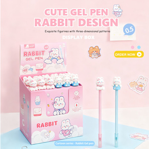 0.5 मिमी प्यारा खरगोश टोपी जेल पेन, गुलाबी और नीले कावायी लेखन पेन स्कूल कार्यालय की आपूर्ति के लिए पेन - Product Image 1