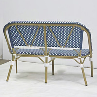 Canapé double en rotin avec dossier imperméable en alliage d'aluminium, style minimaliste moderne, pour restaurant, café, extérieur et cour