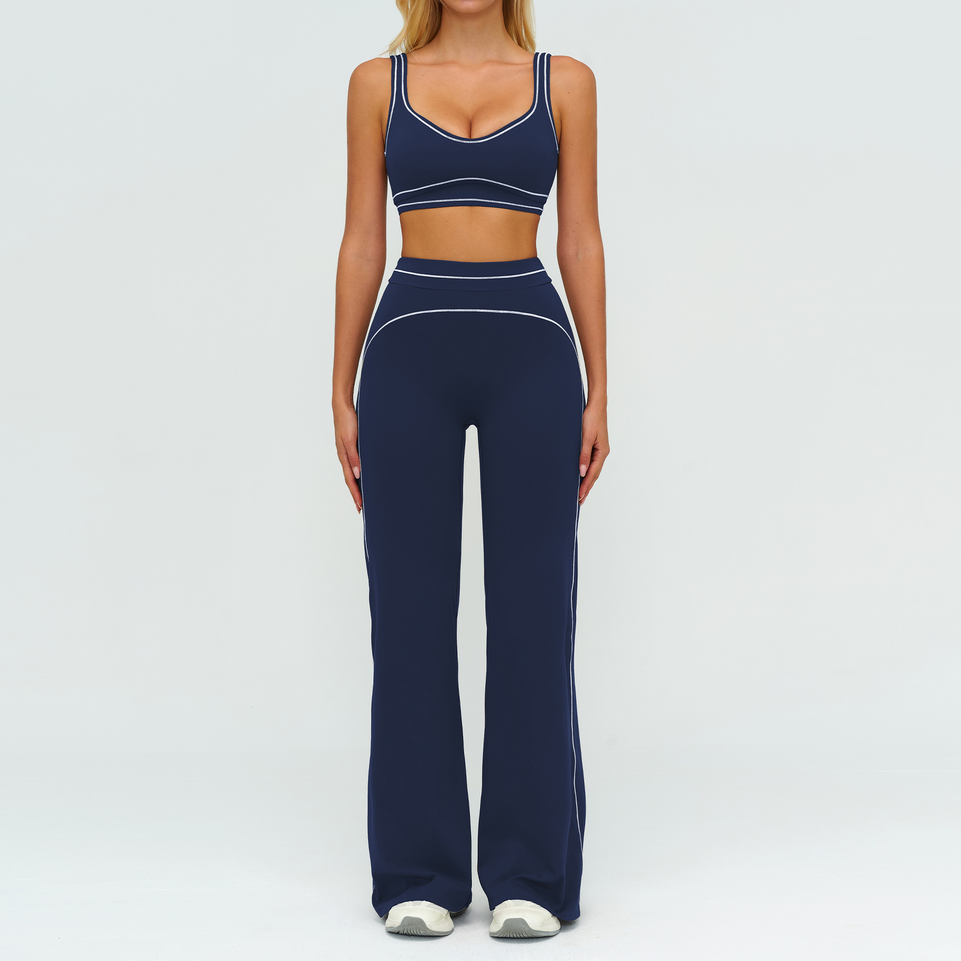 Women's Sportswear Outdoor Tight Sports Suits Gym Set Fitness Set Brushed Double-Strap Bra Yoga Sets for Women