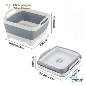 Recipiente Plegable Cuadrado de Plástico para Lavar Verduras con Asas, Contenedor de Almacenamiento Portátil Moderno para Uso en la Cocina y Camping - Product Image 5