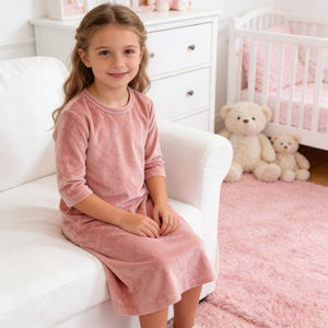 Vestidos Largos de una Pieza Hechos a Medida OEM para Niñas, Vestidos de Terciopelo de Media Manga para Primavera, Verano y Otoño, Vestidos de Noche para Niñas Pequeñas - Product Image 3
