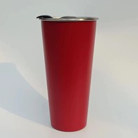 Tasse à café isotherme double paroi en acier inoxydable avec tube d'aspiration, à fond conique et incurvé, personnalisable