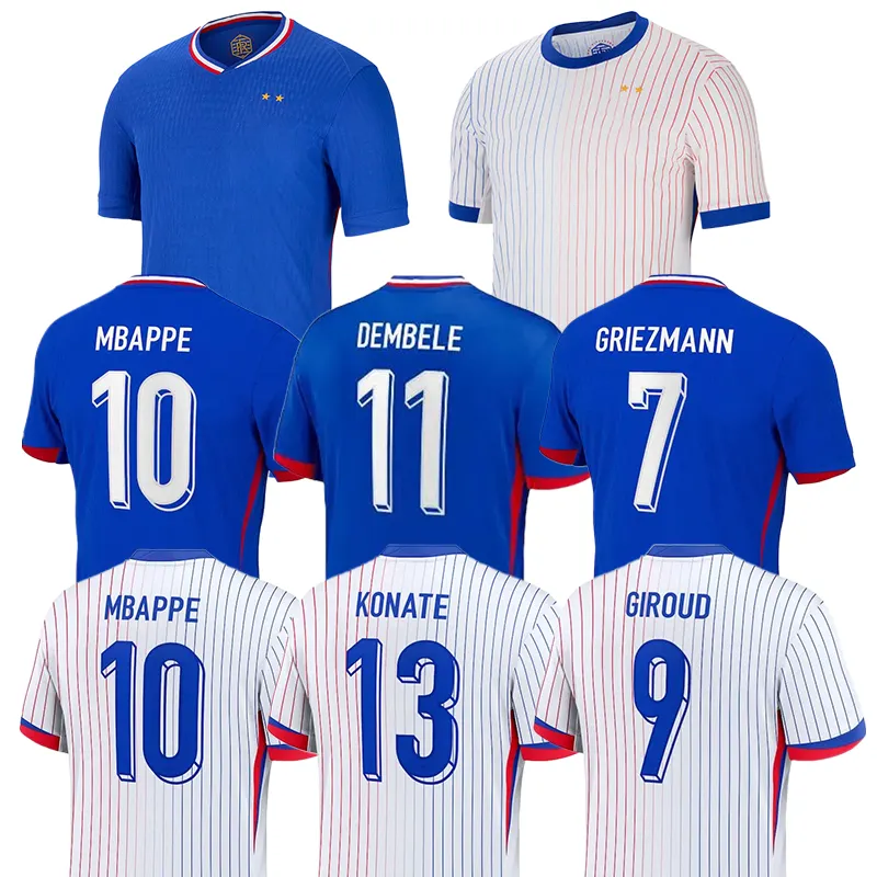 Thailand Kwaliteit Franse Club Volledige Sets Voetbalshirt 2024 Giroud Mbappe Griezmann Pavard Kante Kids Tenue Vrouwen Mannen Voetbalshirt