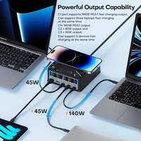 Station de charge USB C 260W 6 en 1 avec chargeur rapide PD3.1 USB-C 140W PPS 100W 45W QC3.0 et chargeur sans fil