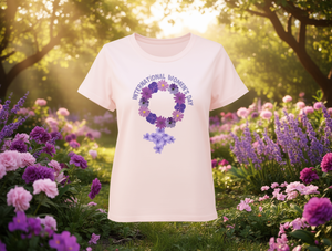 T-shirt per la Giornata Internazionale della Donna, da donna, a maniche corte, con stampa floreale, girocollo, 100% cotone, casual, primavera estate, vestibilità regolare - Product Image 2