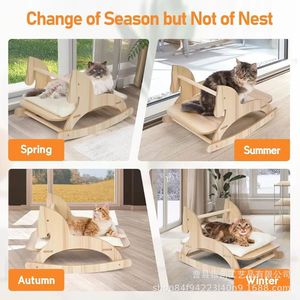Cama de Madera Maciza para Gatos con Diseño de Caballo Balancín, 12.60 Pulgadas de Alto, 19.69 Pulgadas de Largo, Mueble Multifuncional para Mascotas de Interior para Gatos Pequeños - Product Image 5