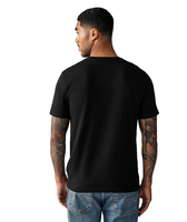 T-shirt en coton noir à col en V pour homme, coupe ajustée, 180 g/m², design personnalisé, imprimé, haute qualité, vente en gros, usine de Guangzhou