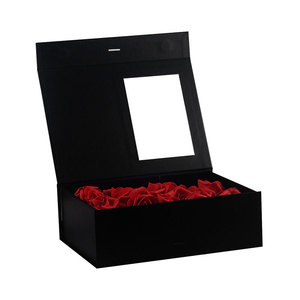 Wholesale Luxury Black Flower Roses Gift Packaging Basket Boxes Boxes for Gift Sets with clear <b>Window</b> - Product Image 2