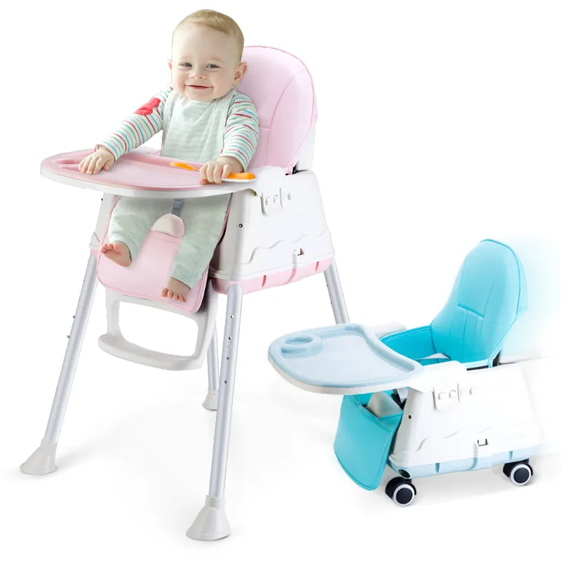 BPA 프리 수유 플레이트가있는 조정 가능한 휴대용 높은 아기 수유 의자