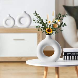 Florero, Jarrones, Decoración Floral, Flor, <span class=keywords><strong>Blanco</strong></span>, Porcelana Nórdica, Flor de Capullo, Donut, Jarrón de Cerámica para Decoración del Hogar - Product Image 6