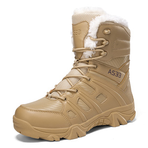 Bottes de neige pour hommes, mi-mollet, doublées de fourrure, semelle en caoutchouc antidérapante, bottes de randonnée d'hiver - Product Image 5