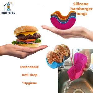 Ferramenta de cozimento Silicone <span class=keywords><strong>Burger</strong></span> Clip, Sem contato e Anti Gota Hamburger <span class=keywords><strong>Holder</strong></span>, Hamburger Bandeja de Caixa Fixa - Product Image 4
