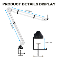 Support de microphone métallique réglable pour studio, bureau, table, diffusion en direct et enregistrement – Bras articulé pour micro