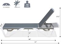 Chaise longue d'extérieur réglable avec structure en aluminium durable et lattes en plastique résistantes aux intempéries pour terrasse de piscine et pelouse