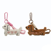 Pendentif Chien Teckel en Peluche Coton Amusant de 10 cm pour Machine à Pinces, Jouet, Porte-clés de Sac à Dos