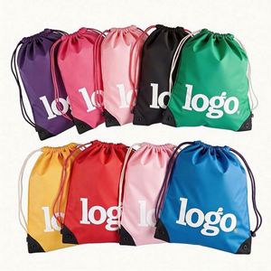 Promotional Custom Logo Draw <b>String</b> <b>Bag</b> 210D Polyester Sport Backpack Drawstring Nylon Gym <b>Bags</b> - Product Image 1