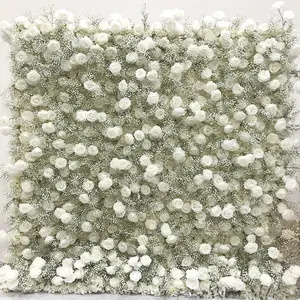 Oem 8 * 8ft Tissu 2 Pièces 3D 5D Roll Up Flower Wall Backdrop Mariage Rose Backdrop Tissu Floral Wall Panel WED White Flower Wall