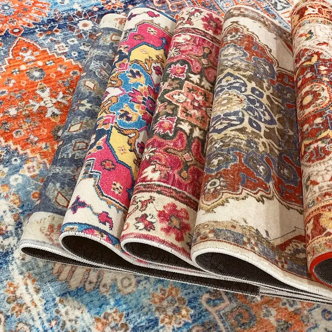 Carpets Persian Vintage Carpet for Living Room Bedroom Mat Non-Slip Area Rugs Absorbent Boho Morocco Ethnic Retro Carpet