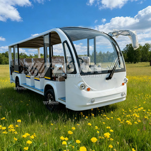 Bus électrique semi-fermé à carrosserie longue pour visites touristiques, avec bandes décoratives colorées, véhicule de tourisme pour parcs et campus - Product Image 5