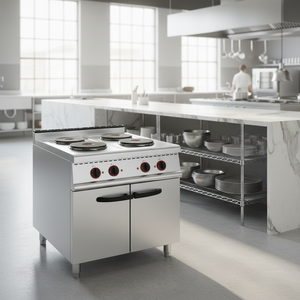 Cuisinière électrique commerciale à 4 plaques chauffantes 8KW avec armoire en acier inoxydable, station de cuisson professionnelle pour restaurant - Product Image 1