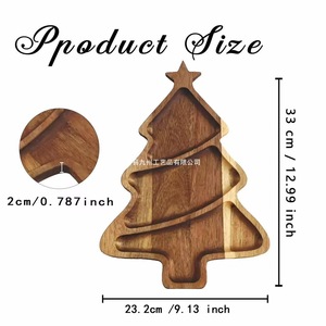 Wooden Christmas Tree <b>Tray</b> Natural Wood Color Serving Plate For Party Dessert Fruit <b>Snack</b> Decoration - Product Image 2