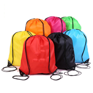 Outdoor Polyester Drawstring Bag with Earphones Slot Promotional Letter Pattern Design