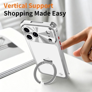 New Matte PC Backboard Magnetic Phone Case for <b>iPhone</b> 17 16 Pro Max With Ring <b>Stand</b> Aluminum Alloy Frame Shockproof Cover - Product Image 5