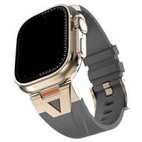 Compatible pour Apple Watch Series 10 Bandes Style Militaire Fermoir en Métal Bracelet en Silicone pour IWatch Remplacer le Bracelet de Montre