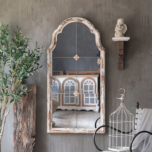 <span class=keywords><strong>Espejo</strong></span> de cuerpo entero con <span class=keywords><strong>marco</strong></span> <span class=keywords><strong>blanco</strong></span> envejecido y diseño de ventana arqueada estilo casa de campo antigua, <span class=keywords><strong>espejo</strong></span> decorativo de pared para entrada y sala de estar - Product Image 4