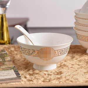 Juego de 6 Tazones de Porcelana Fina de 4.5 Pulgadas con 6 Cucharas, Serie Golden Head - Product Image 3