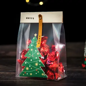 도매 테이크 아웃 플라스틱 달콤한 과자 스낵 식품 포장 크리스마스 선물 가방 나무 칩 봉인