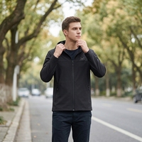Veste softshell légère pour homme, entièrement zippée, à capuche, extensible, hydrofuge, coupe-vent, pour la randonnée en plein air