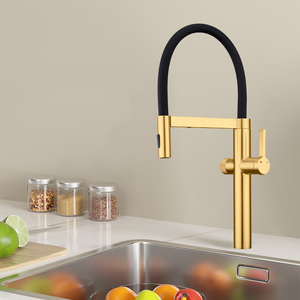 Nhà Máy Trực Tiếp Màu Đen Sàn Gắn Nóng Lạnh 3 Cách Nhà Bếp Mixer Tap Giá Tap Nước Lọc Vòi Nước - Product Image 4