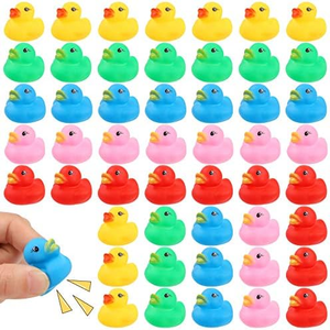 Custom Logo Multicolor Mini Rubber Ducks <b>Bath</b> Toy Bulk Float Duck Baby Shower Birthday Party Christmas Favors Gift in 5 Colors - Product Image 2