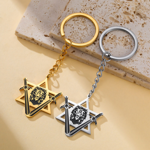 Collar con Espadas de la <span class=keywords><strong>Victoria</strong></span>, <span class=keywords><strong>León</strong></span> de Judá y Estrella de David, Cadena de Acero Inoxidable, Amuleto de Protección Judaica - Product Image 4