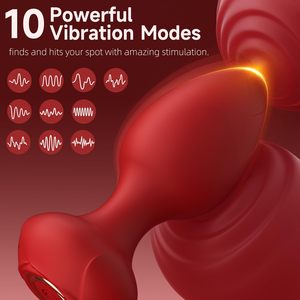 Juguete Sexual Más Vendido, Caja de Juguetes Sexuales, Vibrador Anal de Silicona de 10 Velocidades con Control Remoto Inalámbrico en Forma de Rosa Luminosa para Hombre, Estimulador de Próstata - Product Image 3