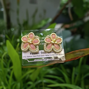Fashion <b>Stud</b> <b>Earrings</b> 316L Stainless Steel PVD Gold Plating Sustainable Resistant Flower Design - Product Image 3